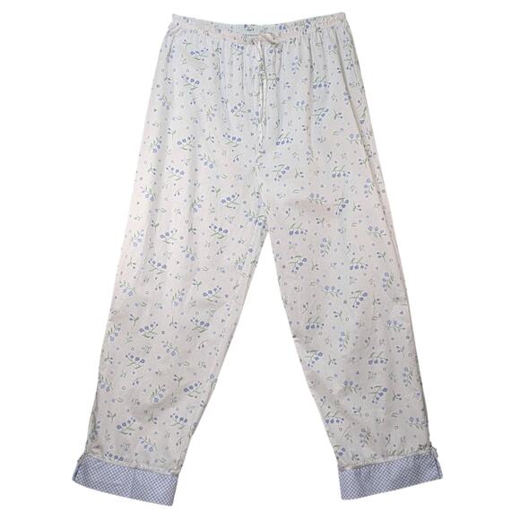 Vintage Vanity Fair Womens Pajama Set XL White Blue Cotton Blend Poplin 2Pc - Picture 5 of 16